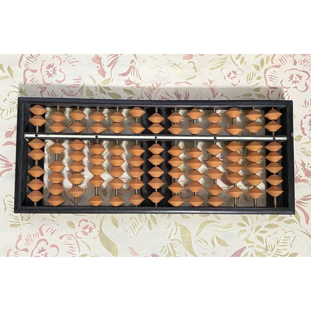Vintage Japanese Soroban Abacus 17 Digits Traditional Crafts Wood Mid Century